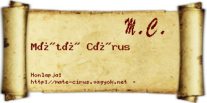 Máté Círus névjegykártya
